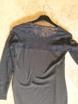 Vestido negro manga larga encaje talla L