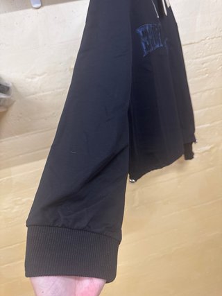 Felpa nera colletto denim zip nuova