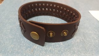 Pulsera Cuero Trenzado Ajustable Marrón 23cm x 2,5