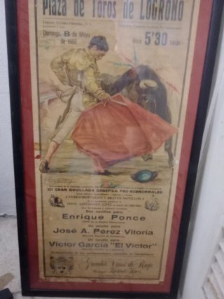 Cartel Toros Logroño 1988 con marco
