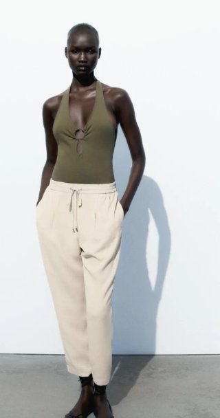 Pantalones ZARA beige MUJER