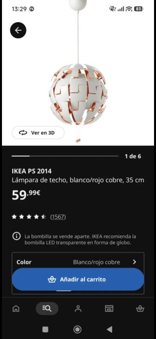 Lámpara de techo IKEA Metálica
