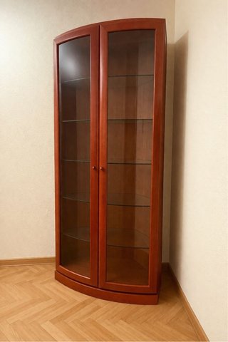 Vitrina Esquinera Madera y Cristal