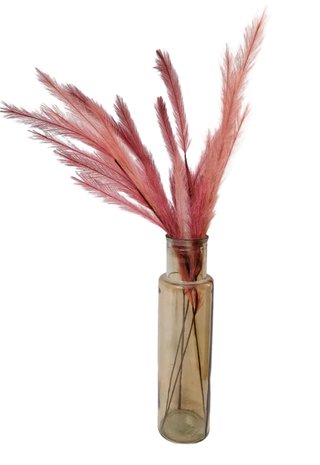 Jarrón cristal marrón con flores rosas