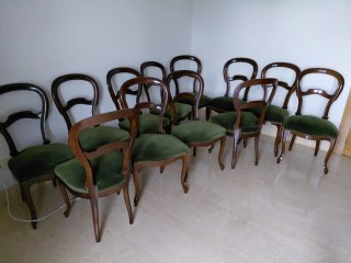 Conjunto Sillas Isabelinas Madera y Terciopelo