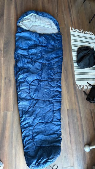 Saco de dormir azul y gris