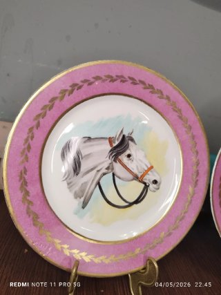 2 Platos Vintage Porcelana Caballos