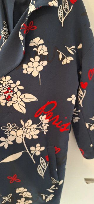 Trench Zarina con flores Paris azul Talla XXL