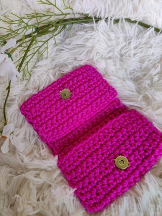 Portatessere uncinetto fucsia