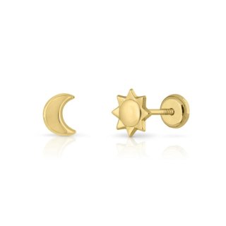 Pendientes Oro Media Luna y Sol