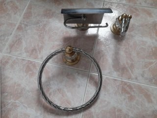 Set Apliques Baño Vintage Dorado y Cristal