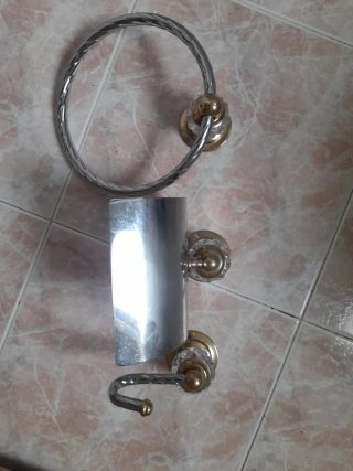 Set Apliques Baño Vintage Dorado y Cristal