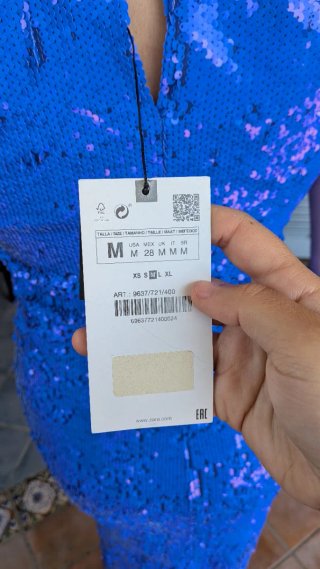 Vestito Zara lungo paillettes blu con spacco nuovo
