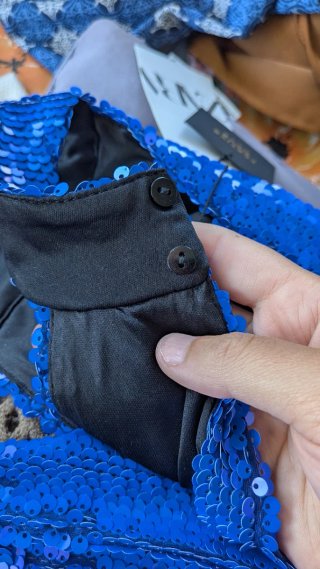 Vestito Zara lungo paillettes blu con spacco nuovo