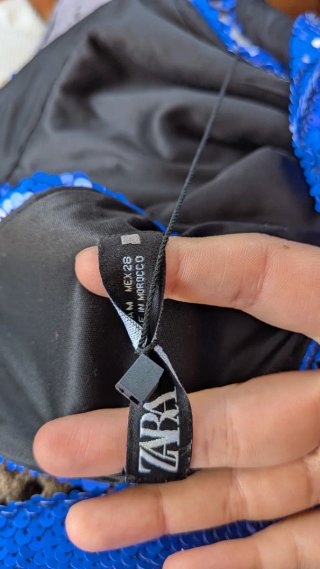 Vestito Zara lungo paillettes blu con spacco nuovo