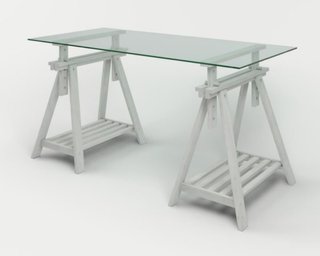 Mesa de cristal con caballetes IKEA