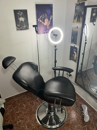 Silla Barberia Profesional Con Aros Luz Led!
