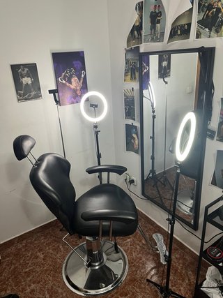 Silla Barberia Profesional Con Aros Luz Led!