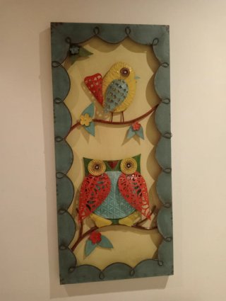 Cuadro Decorativo Metal Pájaros y Búho