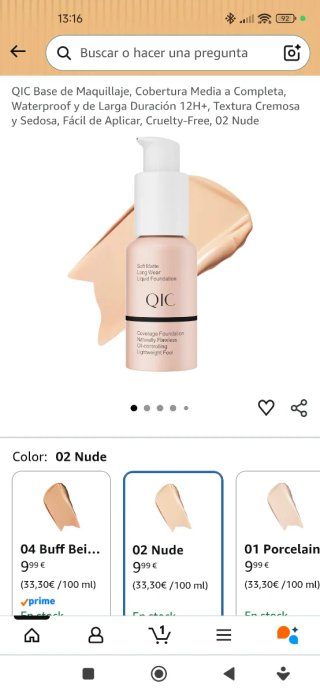 Base de maquillaje QIC Soft Matte Beige