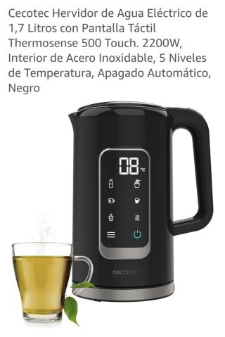 Cecotec Hervidor Agua Eléctrico 1.7L Negro