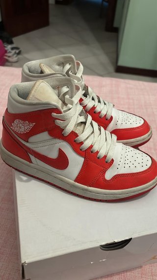 Nike Air Jordan 1 Mid Red White Taglia 36