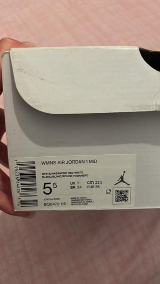 Nike Air Jordan 1 Mid Red White Taglia 36