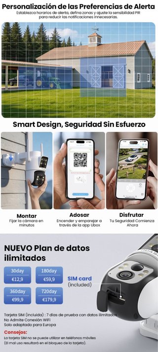 Camara Vigilancia 4G Exterior Panel Solar 2K NUEVA