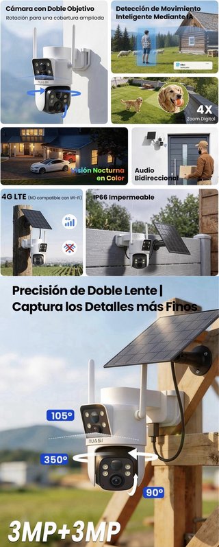 Camara Vigilancia 4G Exterior Panel Solar 2K NUEVA