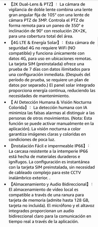 Camara Vigilancia 4G Exterior Panel Solar 2K NUEVA