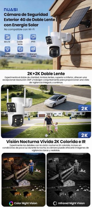 Camara Vigilancia 4G Exterior Panel Solar 2K NUEVA
