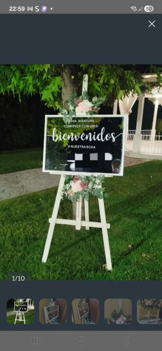 Atril para bienvenida de boda + flores arco NUEVAS