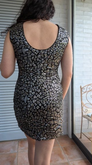 Abito corto H&M con paillettes argento