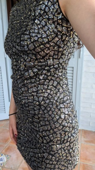 Abito corto H&M con paillettes argento