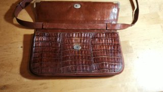 Bolso piel coco vintage marrón hombro retro