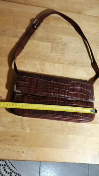 Bolso piel coco vintage marrón hombro retro