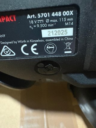 Smerigliatrice Wurth 18V 115/125mm
