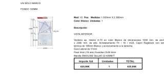 Ventana PVC Blanco 1000x2380mm