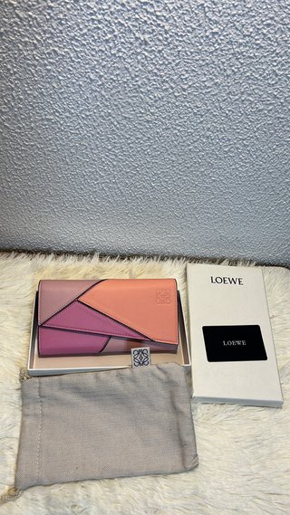 Carteira Loewe Puzzle Laranja e Rosa