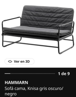 Sofá Cama Ikea HAMMARN Negro