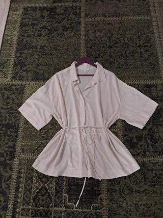 Camisa H&M Beige Manga Corta Talla XL