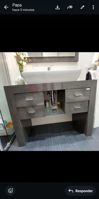 Mueble de baño 1m x 40cm con lavabo y espejo.