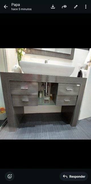 Mueble de baño 1m x 40cm con lavabo y espejo.