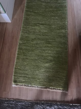 2 Tappeti per Letto in Lana e Seta Verde