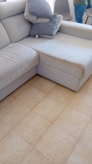 Sofá modular tela beige y gris
