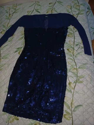 Vestido fiesta lentejuelas azul noche