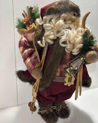 Papá Noel Decorativo con Esquís y Farol