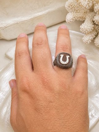 Anello uomo cammeo ferro argento 925 brunito