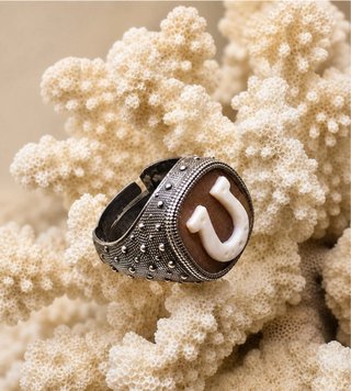 Anello uomo cammeo ferro argento 925 brunito