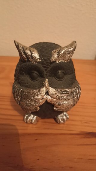 Set di 3 gufi decorativi neri e argentati